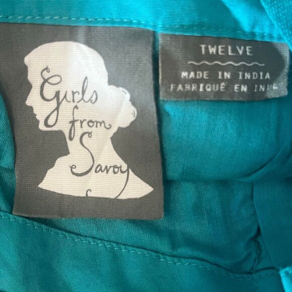 Anthropologie Girls From Savoy Teal Ikat Strapless Dress Sourhwestern Print - Picture 5 of 7